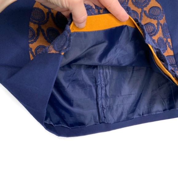 Vero Moda Blue and Orange Lace Overlay Micro Mini Skirt - Picture 4 of 8